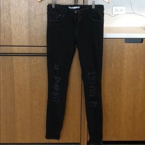 Zara high waisted distressed black jeans - Size 6